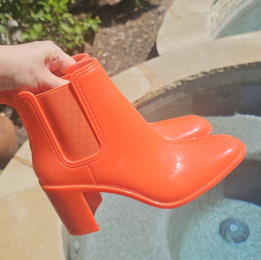 Jeffrey Campbell  Hurricane Waterproof Boot Orange Ankle Boots  9